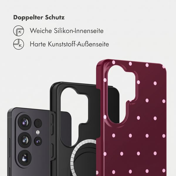Selencia Vivid Rückabdeckung mit MagSafe Samsung Galaxy S26 Ultra - Happy Dots Burgundy