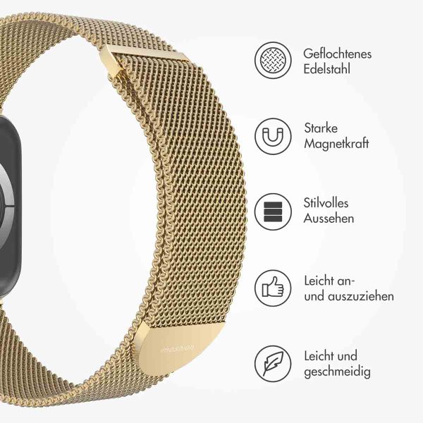 imoshion Magnetisches Milanaise Armband für das  Apple Watch Series 1 - 11 / SE / Ultra (44/45/46/49 mm) - Größe M - Retro Gold