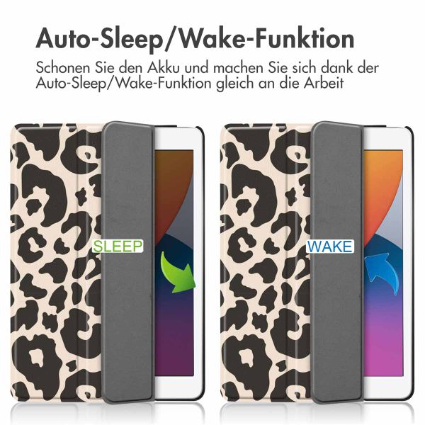 imoshion Design Trifold Klaphülle Apple iPad 9 (2021) 10.2 Zoll / iPad 8 (2020) 10.2 Zoll / iPad 7 (2019) 10.2 Zoll - Leopard