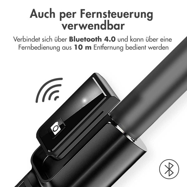 imoshion 3-in-1 Pro Bluetooth Selfiestick + Dreibeinstativ + 6-Zoll-Ringfülllicht – Ringleuchte Smartphone – Selfiestick Bluetooth – Ringlicht mit Stativ – Verstellbar – Schwarz