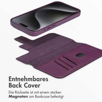 Accezz 2-in-1 Klapphülle aus Leder mit MagSafe für das Apple iPhone 15 Pro Max - Heath Purple