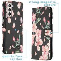 imoshion Design TPU Klapphülle Samsung Galaxy S21 Plus - Blossom Watercolor Black