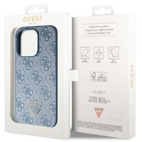 Guess 4G Logo Triangle Strass Back Cover für das iPhone 15 Pro - Blau