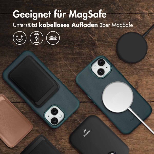 Accezz Vintage Leather Magsafe Backcover Apple iPhone 15 - Smokey Green