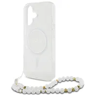 Guess MagSafe IML Glitter Case mit Beads Strap Apple iPhone 16 - Transparent