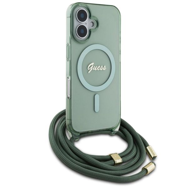 Guess MagSafe IML Back Cover mit crossbody cord Apple iPhone 16 - Grün