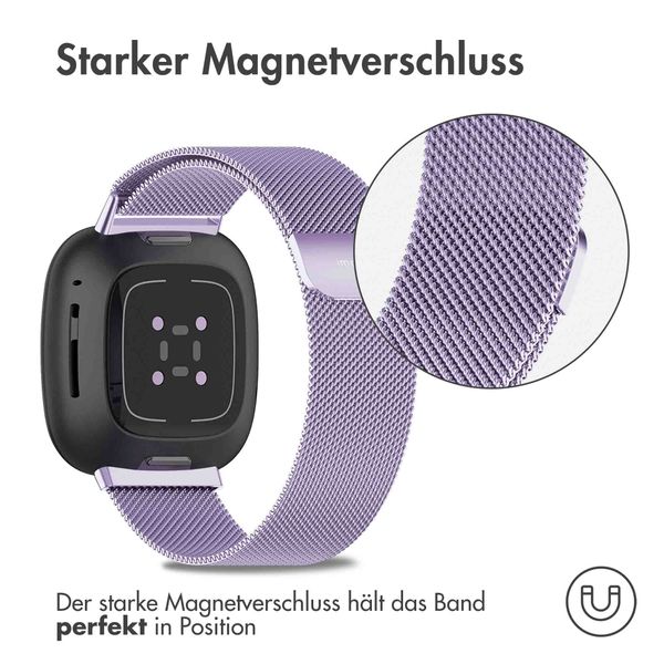 imoshion Magnetisches Milanaise Armband für das  Fitbit Versa 3 - Größe S - Violett