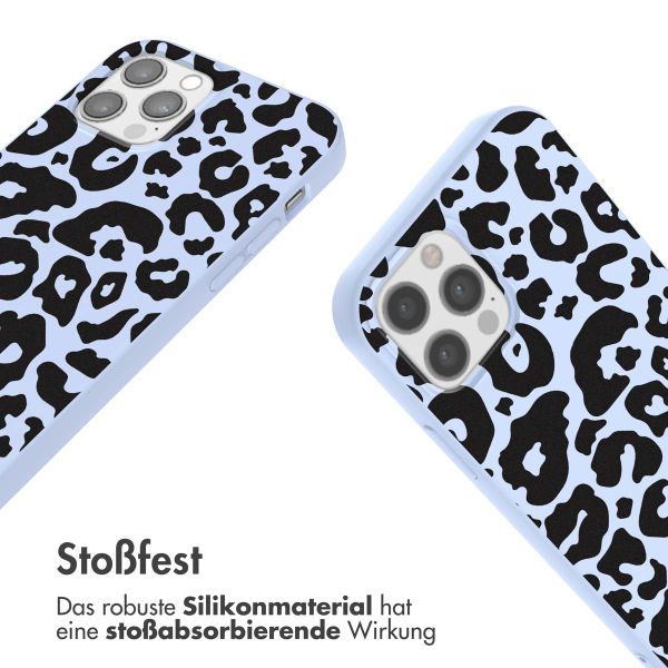 imoshion Silikonhülle design mit Band für das iPhone 12 (Pro) - Animal Lila