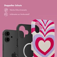 Selencia Vivid Tough Back Cover MagSafe für das iPhone 16 - Double Hearts Rubine Red Lilac