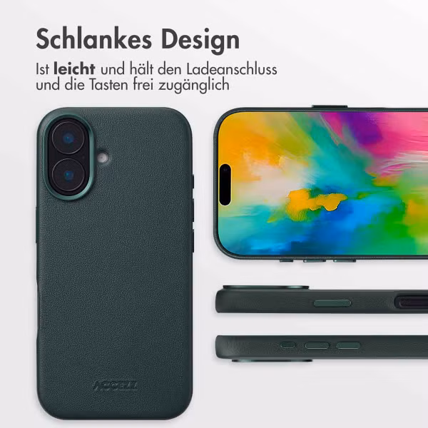 Accezz MagSafe Leather Backcover für das Apple iPhone 16 - Cedar Green