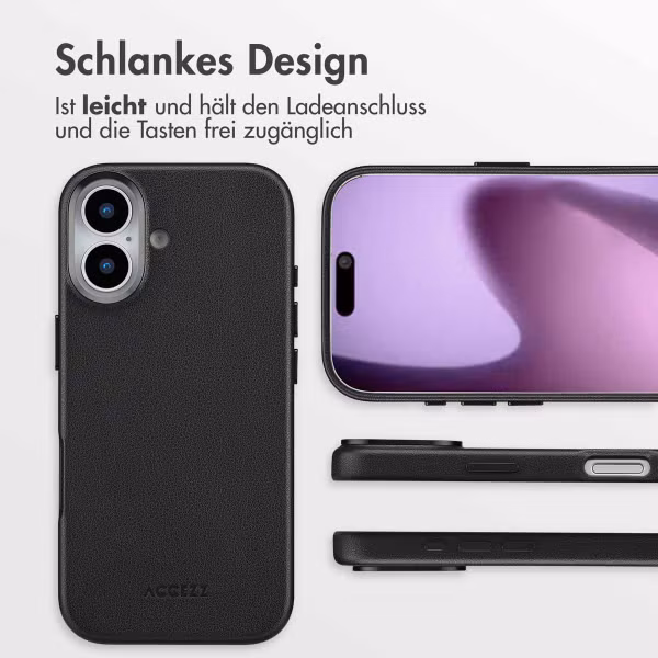 Accezz MagSafe Leather Backcover Apple iPhone 17 - Onyx Black