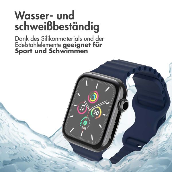 imoshion Athletisches Silikonarmband für die Apple Watch Series 1 bis 9 / SE (38/40/41 mm) | Series 10 (42 mm) - Dunkelblau