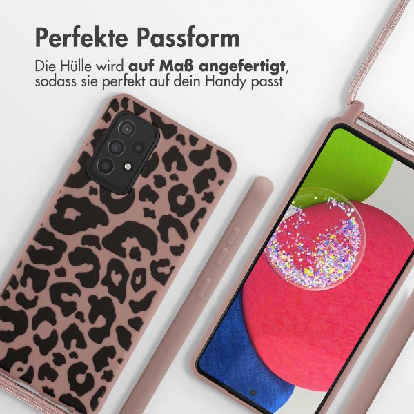 imoshion Silikonhülle design mit Band für das Samsung Galaxy A52(s) (5G/4G) - Animal Pink