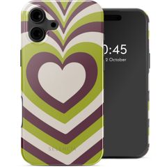 Selencia Vivid Backcover MagSafe iPhone 16 - Double Hearts Plum Fern