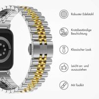 Selencia Jubilee-Edelstahlarmband für Apple Watch Series 1 t/m 11 / SE / Ultra (44/45/46/49 mm) - Silber und Gold