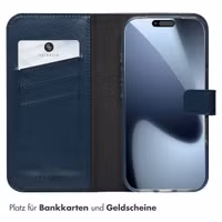 Selencia Echtleder Klapphülle Apple iPhone 17 Pro - Blau
