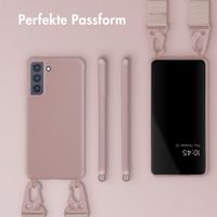 Selencia Silikonhülle mit abnehmbarem Band für das Samsung Galaxy S21 FE - Sand Pink