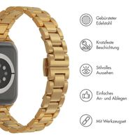 Selencia Slim Stahlgliederarmband für das  Apple Watch Series 1 t/m 9 / SE (38/40/41 mm) | Series 10 / 11 (42 mm) - Gold