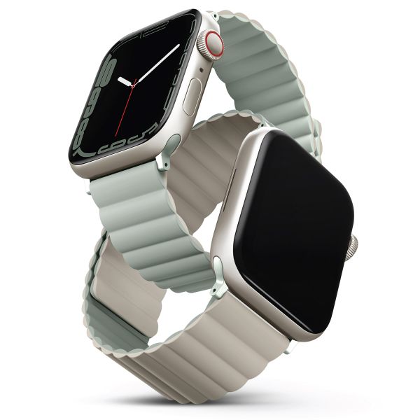 Uniq Revix doppelseitiges Armband für das  Apple Watch Series 1 t/m 9 / SE (38/40/41 mm) | Series 10 / 11 (42 mm) - Sage / Beige