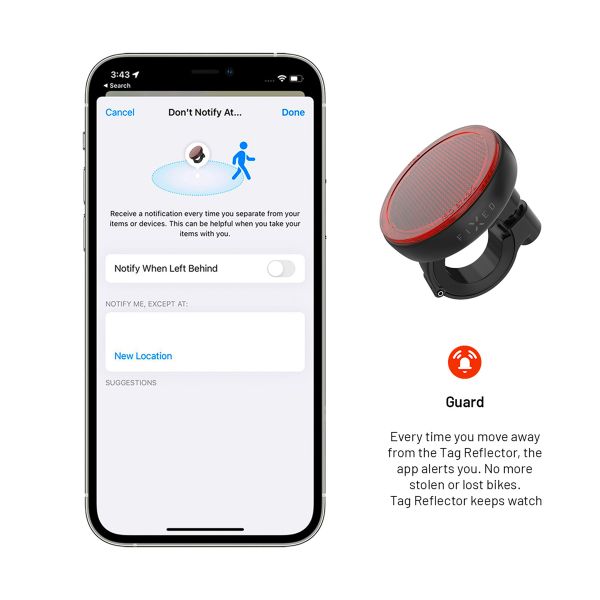 Fixed Fixed Tag Reflector - Bluetooth Tracker für iOS - Schwarz