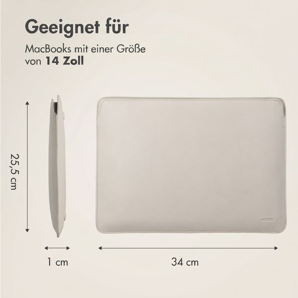 Accezz Leather Laptop Hülle Apple MacBook 14 Zoll - Laptop Sleeve - Beige