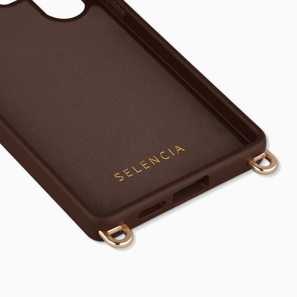 Selencia Rivièra Backcover mit MagSafe mit abnehmbaren Haken Samsung Galaxy S25 Ultra - Choco Brown