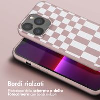 Selencia SilikonHülle design mit abnehmbarem Band Apple iPhone 13 Pro - Irregular Check Sand Pink