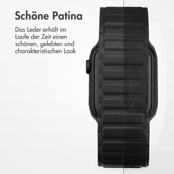 Accezz Magnetisches Echtlederarmband für Apple Watch | 38/40/41/42 mm - Schwarz