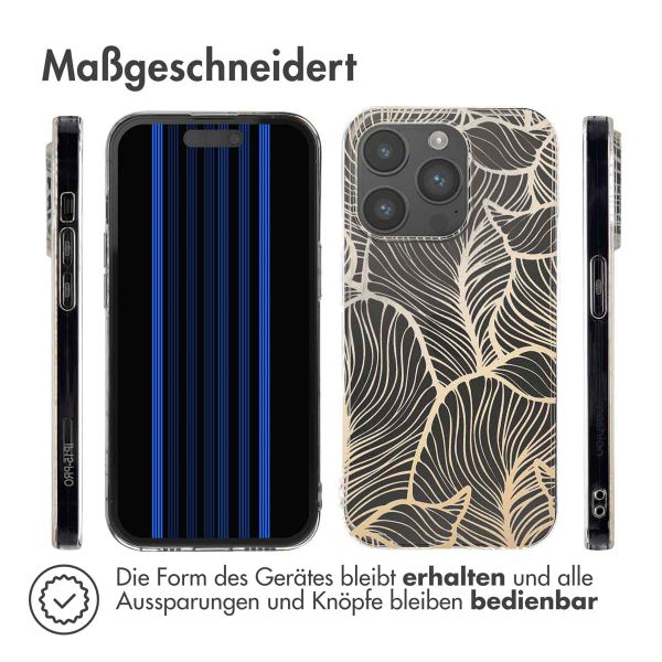 imoshion Design Hülle Apple iPhone 15 Pro - Golden Leaves Transparent