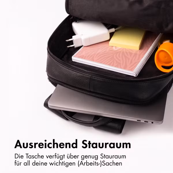 Accezz Leather Laptop Rucksack 16 Zoll - Schwarz