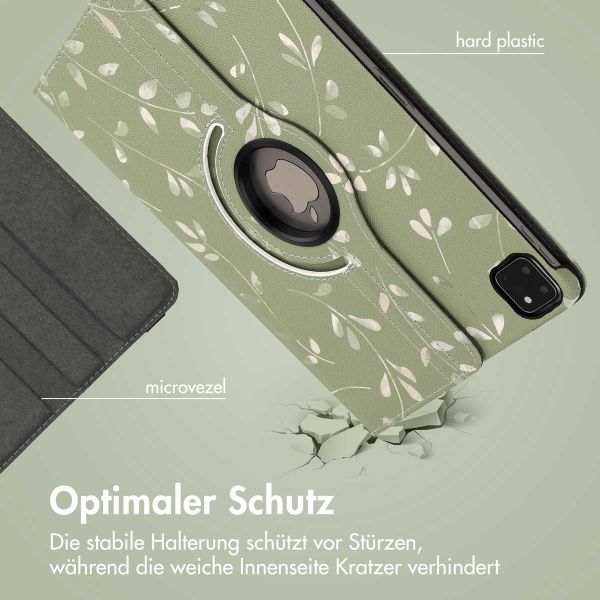 imoshion 360° drehbare Design Klapphülle Apple iPad Pro 11 (2022 / 2021 / 2020 / 2018) - Green Flowers