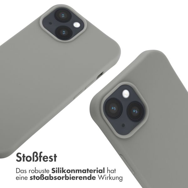 imoshion Silikonhülle mit Band für das iPhone 14 - Hellgrau