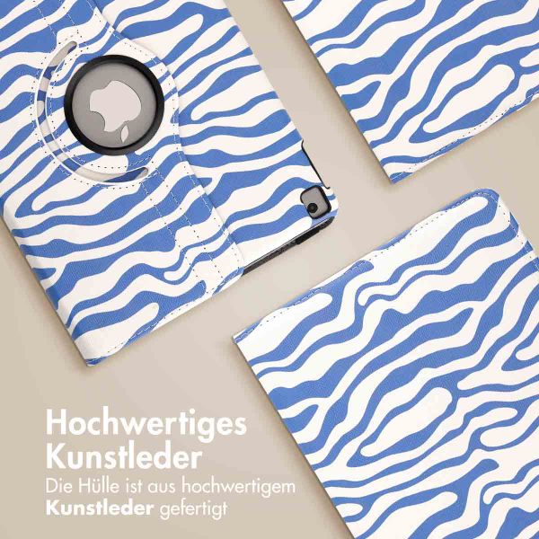 imoshion 360° drehbare Design Klapphülle Apple iPad 9 (2021) 10.2 Zoll / iPad 8 (2020) 10.2 Zoll / iPad 7 (2019) 10.2 Zoll - White Blue Stripes