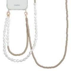 Selencia Handyketten Set mit Perlen und Elastikbändern - Greige