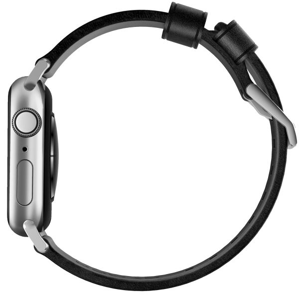 Nomad Modernes Lederarmband für das  Apple Watch Series 1 t/m 11 / SE / Ultra (44/45/46/49 mm) - Black / Silver