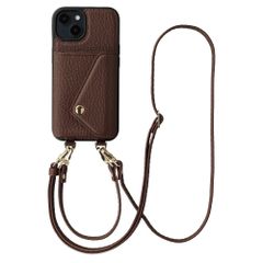 Selencia Sera HandyHülle mit Kordel und Umschlag-Kartenhalter Apple iPhone 14 / 13 - Chocolate Brown