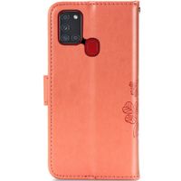 Kleeblumen Klapphülle Samsung Galaxy A21s - Peach