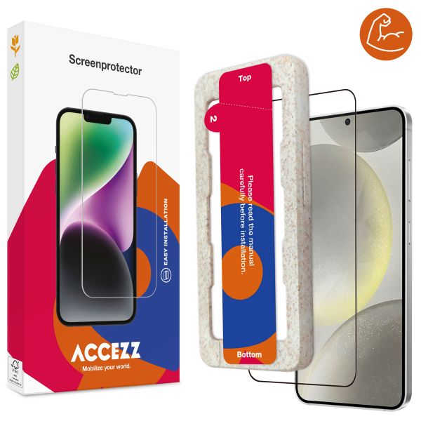 Accezz Dreifach starke Full Cover Schutzfolie mit Applikator für das Samsung Galaxy S24 - Transparent