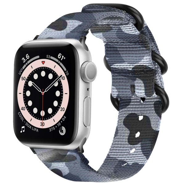 imoshion Robustes Nylonarmband für das  Apple Watch Series 1 - 9 / SE (38/40/41 mm) | Series 10 / 11 (42 mm) - Camouflage Grey