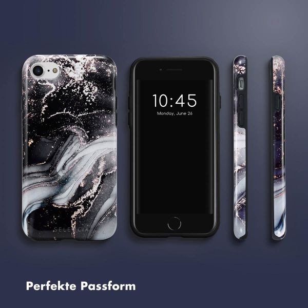 Selencia Vivid Tough Back Cover für das iPhone SE (2022 / 2020) / 8 / 7 / 6(s) - Chic Marble Black