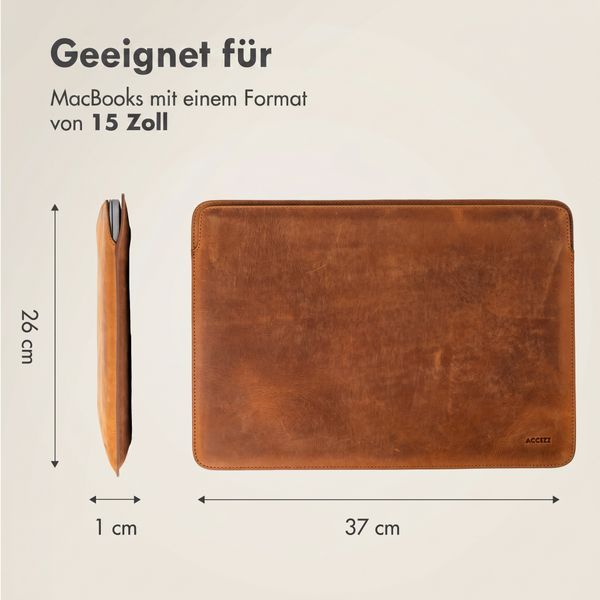 Accezz Leather Laptop Hülle Apple MacBook 15 Zoll - Laptop Sleeve - Cognac