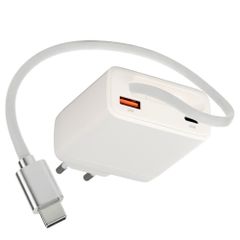 imoshion GaN-Ladegerät mit ausziehbarem USB-C-Kabel 65W - USB-A + USB-C - Weiß