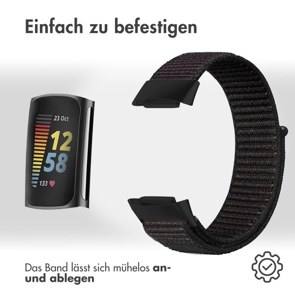 imoshion Nylonarmband für das  Fitbit Charge 5 - Größe S - Schwarz