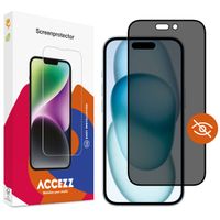 Accezz Privacy Displayschutz aus gehärtetem Glas für das Apple iPhone 14 Pro Max / 15 Plus / 16 Plus