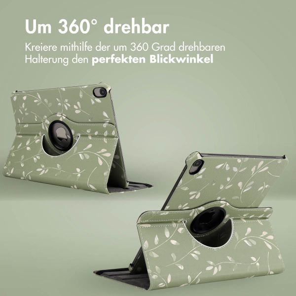imoshion 360° drehbare Design Klapphülle Apple iPad Air 5 (2022) / Air 4 (2020) - Green Flowers