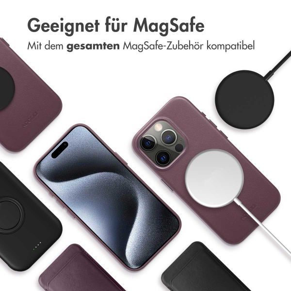 Accezz MagSafe Leather Backcover für das iPhone 15 Pro - Heath Purple