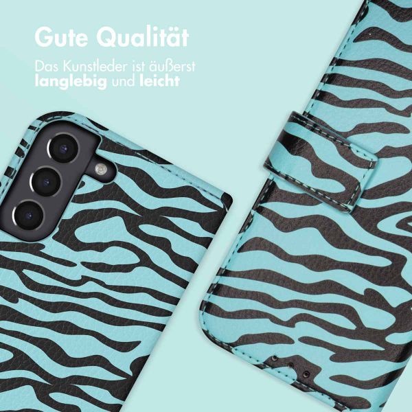 imoshion Design Klapphülle Samsung Galaxy S21 - Black Blue Stripes