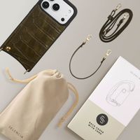 Selencia Nova Croco HandyHülle mit Kordel und Kartenhalter Apple iPhone 17 Pro - Dark Olive