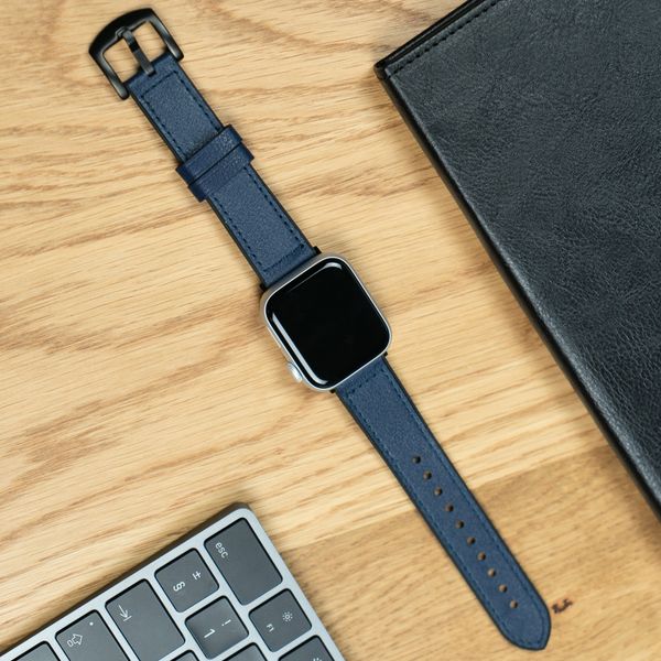 imoshion Echtes Lederband für die Apple Watch Series 1 bis 10 / SE / Ultra (2) (44/45/46/49 mm) - Blau