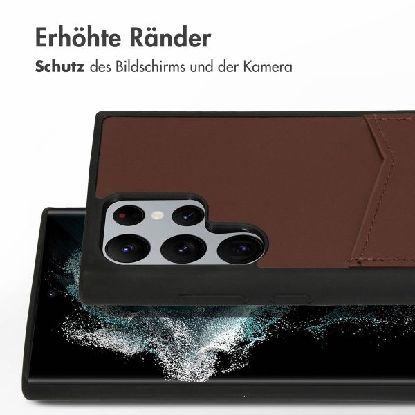 Accezz Premium Leather Card Slot Back Cover Samsung Galaxy S22 Ultra - Braun